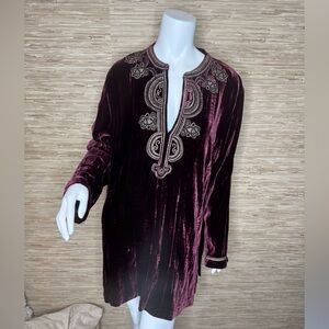Long Sleeve Burgundy Velvet Chicos Tunic